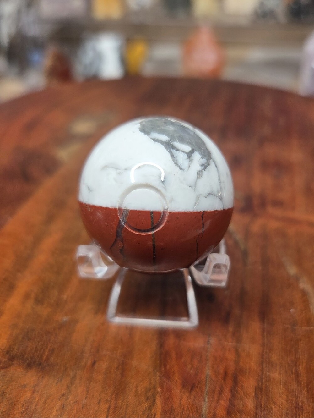 Howlite And Red Jasper Pokemon Ball 1.5 In